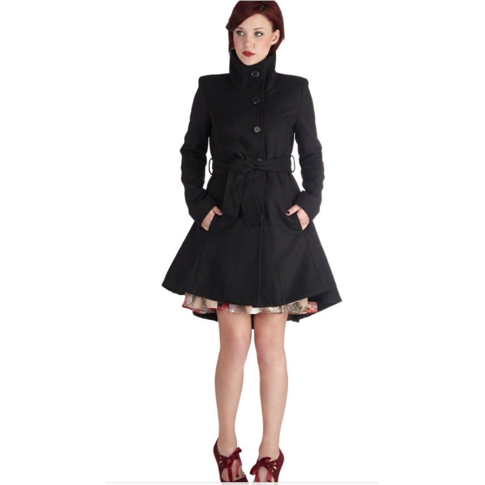 Black Fashionable Winter Coat High-low